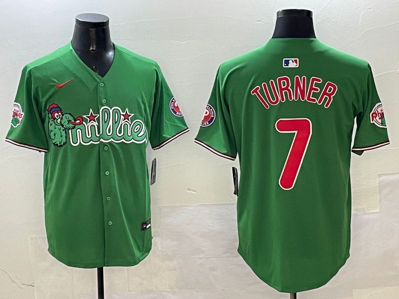 Men Philadelphia Phillies #7 Turner Green Three generations Joint Name Game 2025 Nike MLB Jersey style 1->philadelphia phillies->MLB Jersey
